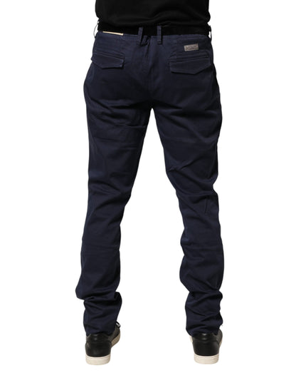 Pantalon chino Jeckerson bleu en coton stretch coupe droite pour homme