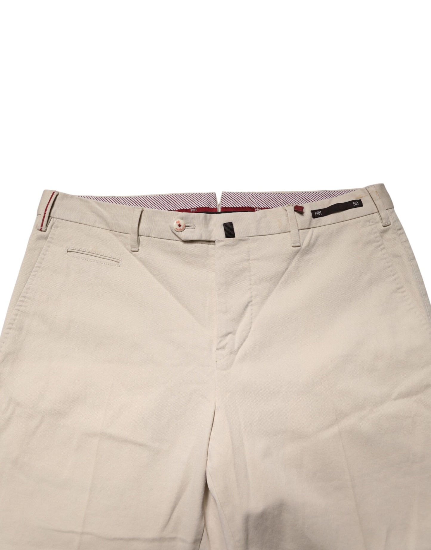 Pantalon chino beige pour homme PT01, taille mi-haute, coupe droite.