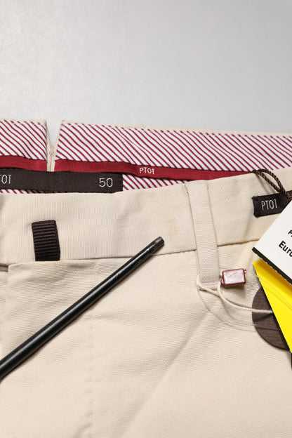 Pantalon chino beige pour homme PT01, taille mi-haute, coupe droite.