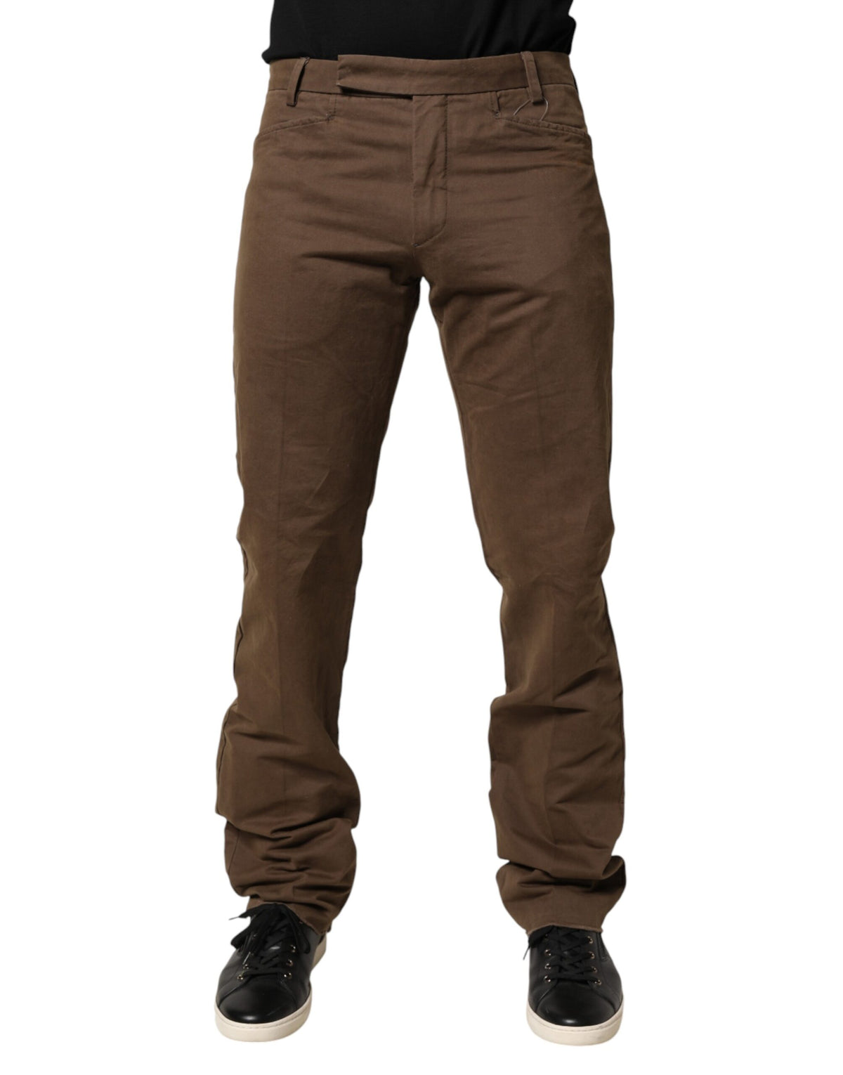 Exte Pantalon Chino Homme Coupe Droite Taille Mi-haute Marron