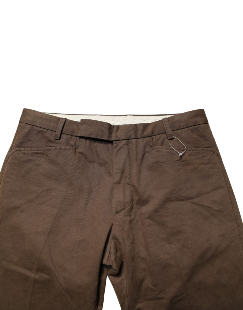 Exte Brown Straight Cut Mid Waist Chino Men Trouser Pants