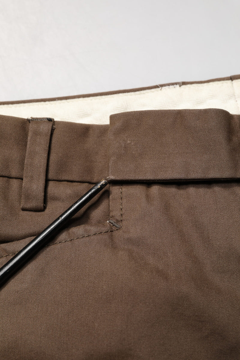 Exte Brown Straight Cut Mid Waist Chino Men Trouser Pants