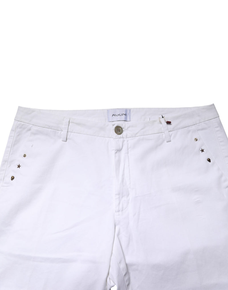 AGLINI White Skinny Fit Mid Waist Men Denim Trouser Jeans