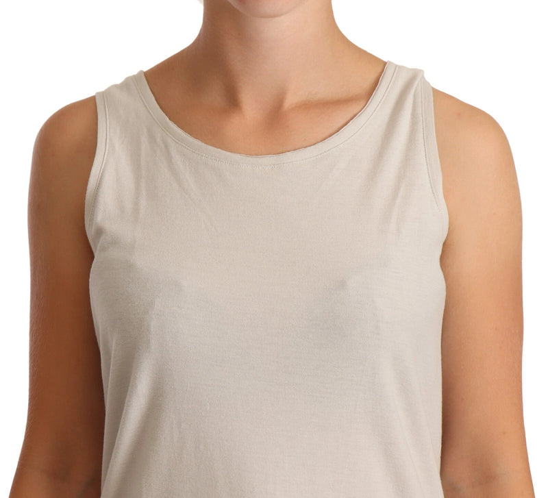 Max Mara Light Gray Sleeveless Razor Back Tank Top