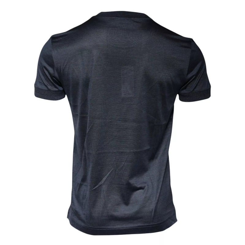 T-shirt homme Dolce &amp; Gabbana bleu en soie à col rond et manches courtes