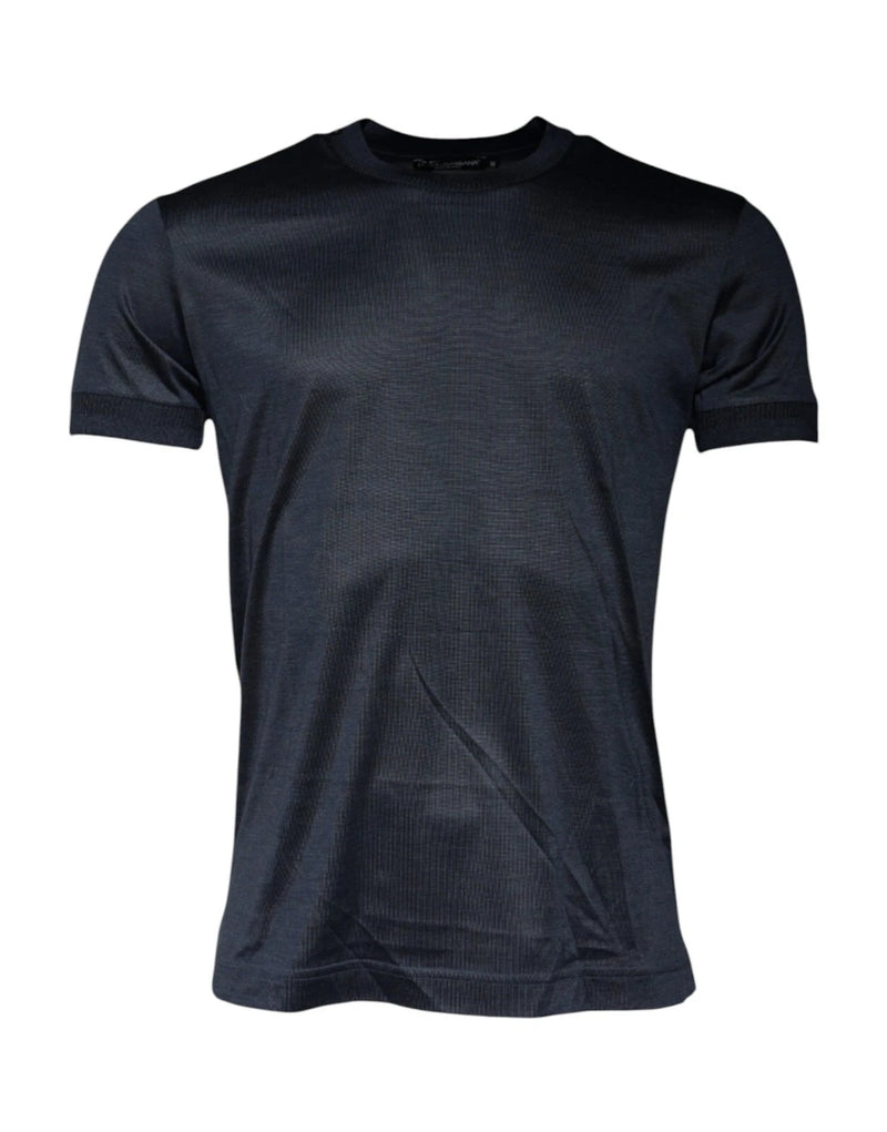 T-shirt homme Dolce &amp; Gabbana bleu en soie à col rond et manches courtes