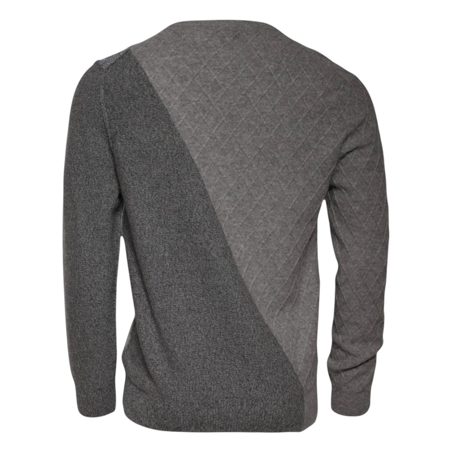 Pull homme Ballantyne gris en cachemire à motif losanges et maille intarsia, col rond