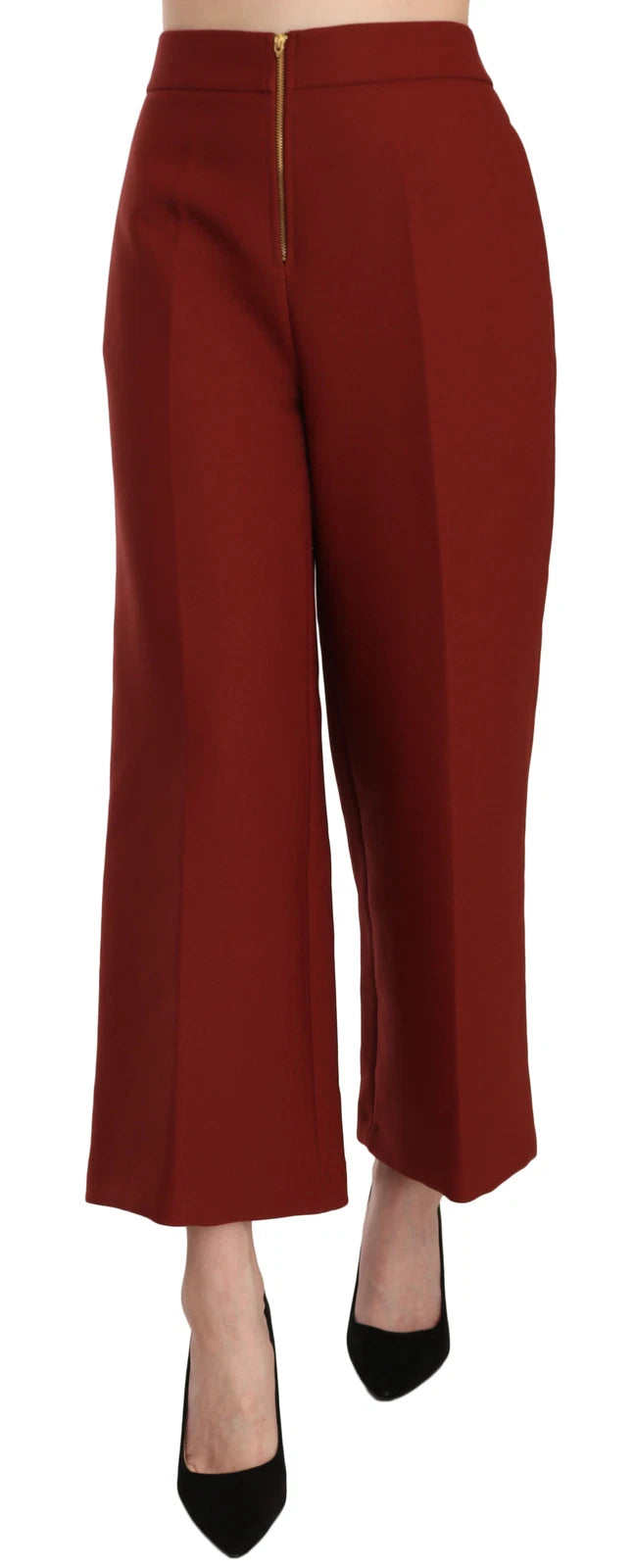 Pantalon Jucca Rouge Taille Haute Cropped Flared pour Femme