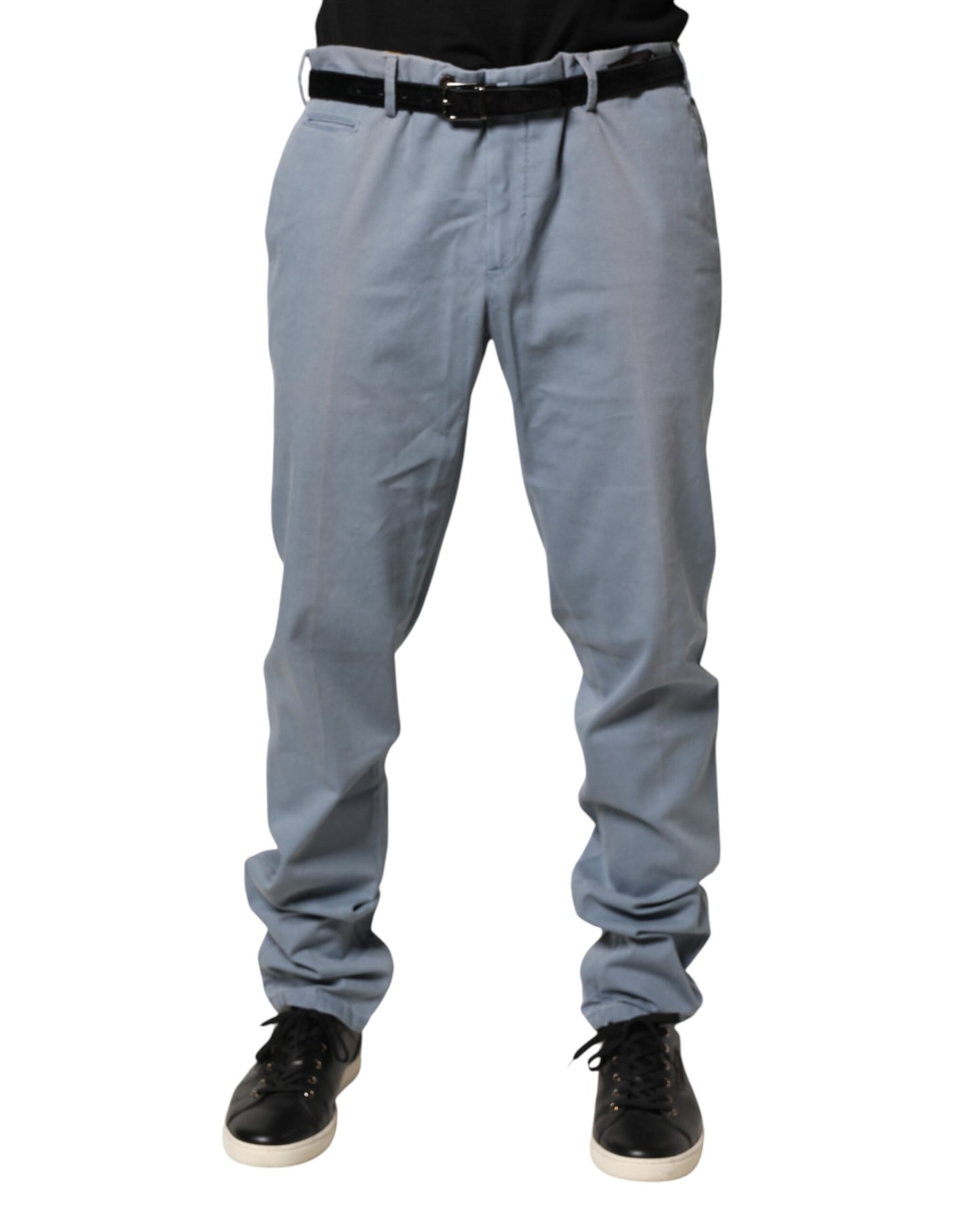 Pantalon chino bleu pour homme PT01, taille mi-haute, coupe fuselée