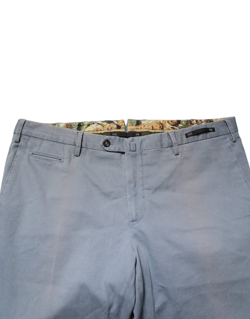 PT01 Blue Men Chino Mid Waist Tapered Fit Trouser Pants