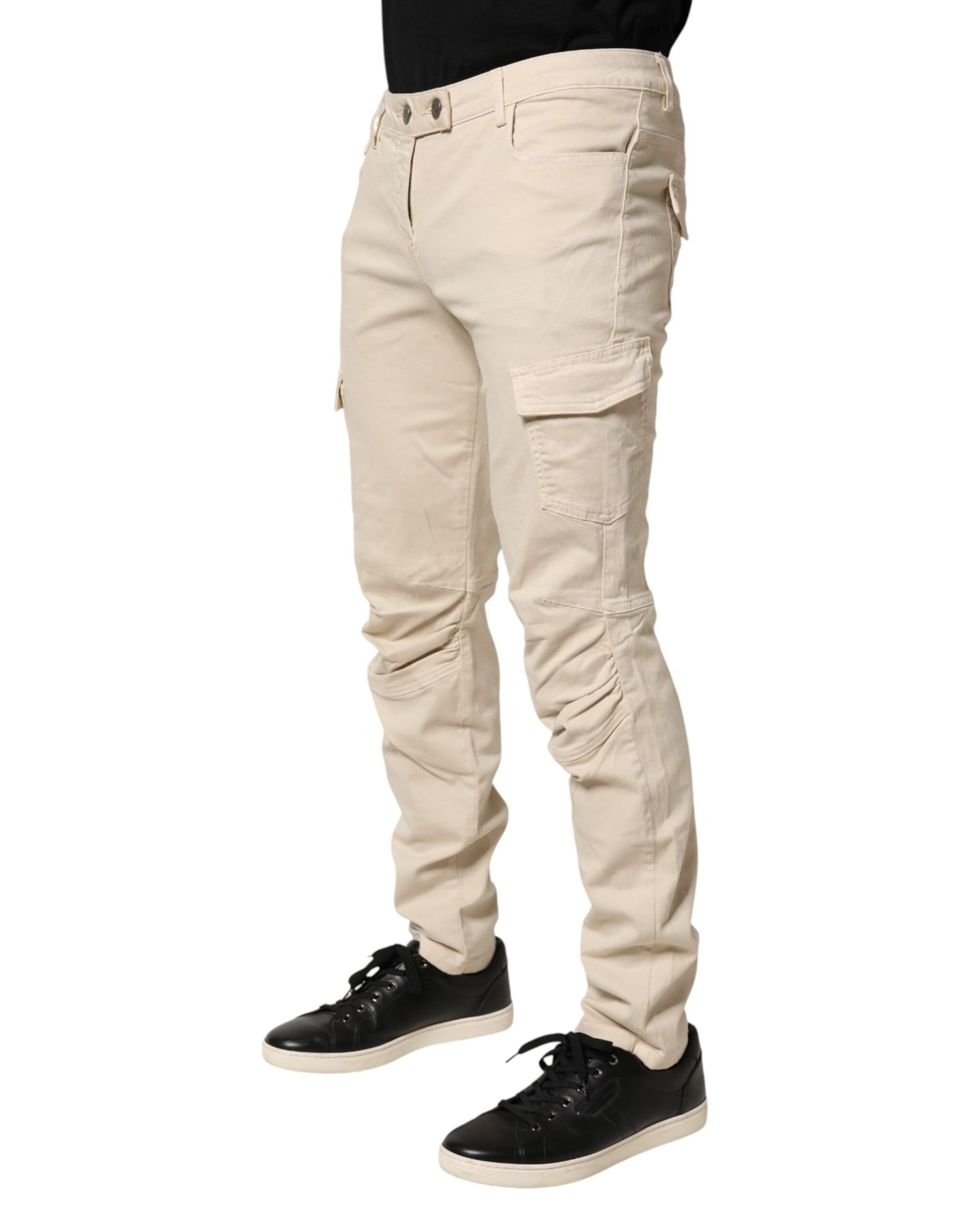 Jean skinny beige Scervino Street pour homme, taille mi-haute