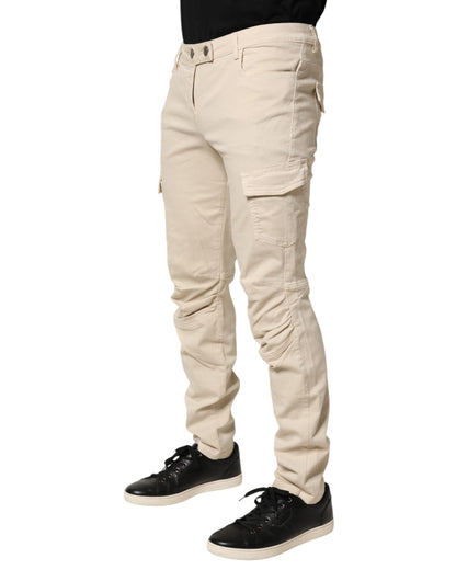 Jean skinny beige Scervino Street pour homme, taille mi-haute