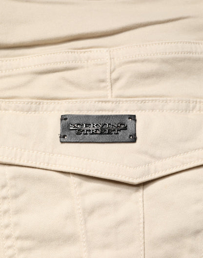 Jean skinny beige Scervino Street pour homme, taille mi-haute