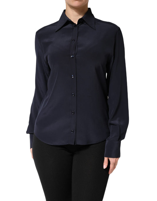 Dolce & Gabbana Blue Collared Long Sleeve Dress Shirt