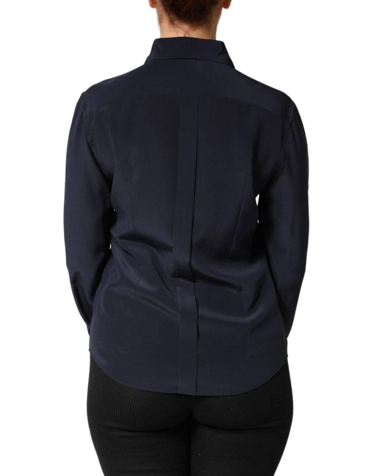Dolce & Gabbana Chemise Longue à Col Bleu en Soie