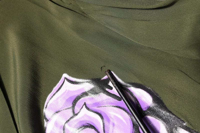 Boutique Moschino Green Floral Collared Long Sleeve Top