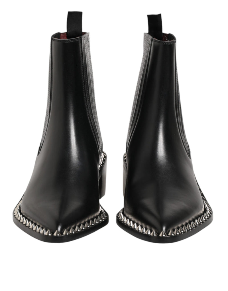 Dolce & Gabbana Black Studded Chelsea Short Ankle Boots