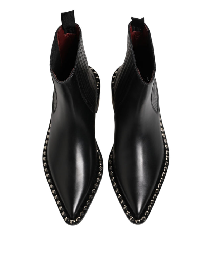 Dolce & Gabbana Black Studded Chelsea Short Ankle Boots