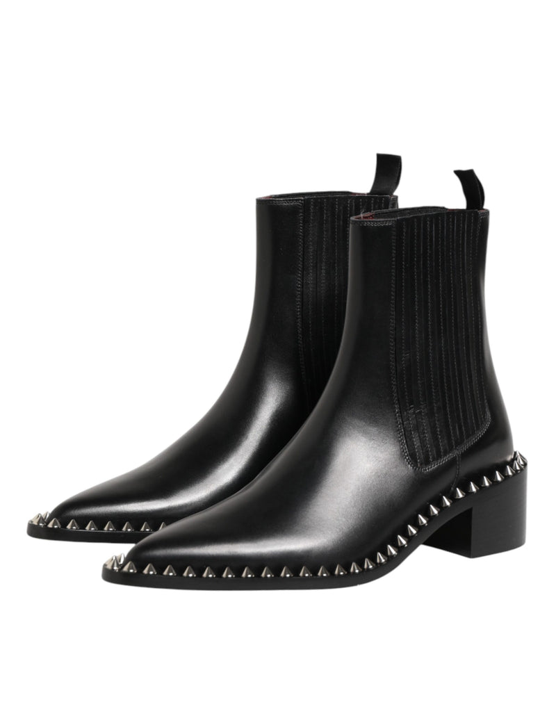 Dolce & Gabbana Black Studded Chelsea Short Ankle Boots