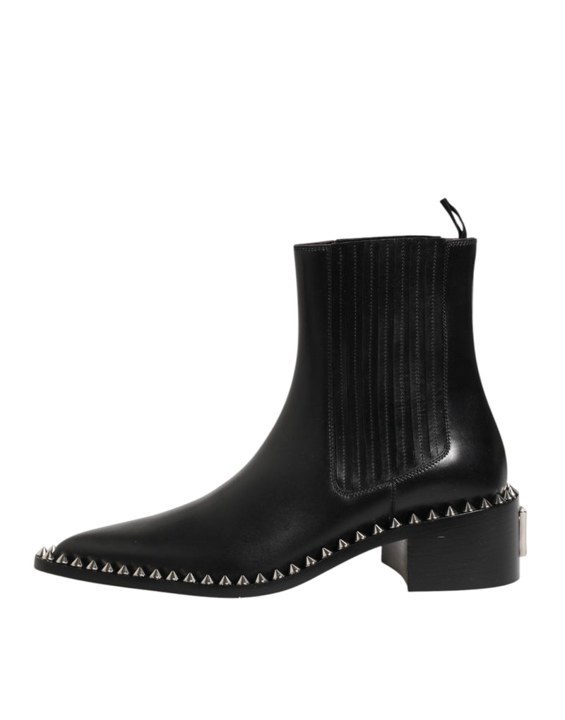 Dolce & Gabbana Black Studded Chelsea Short Ankle Boots