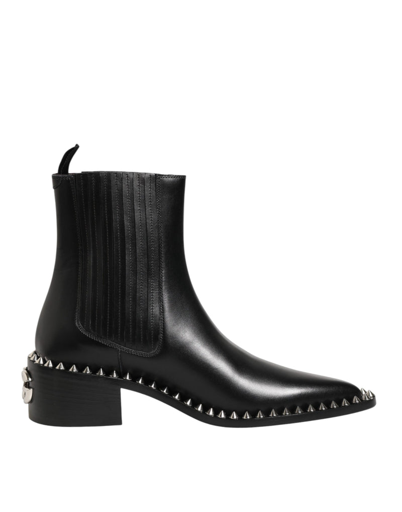 Dolce & Gabbana Black Studded Chelsea Short Ankle Boots