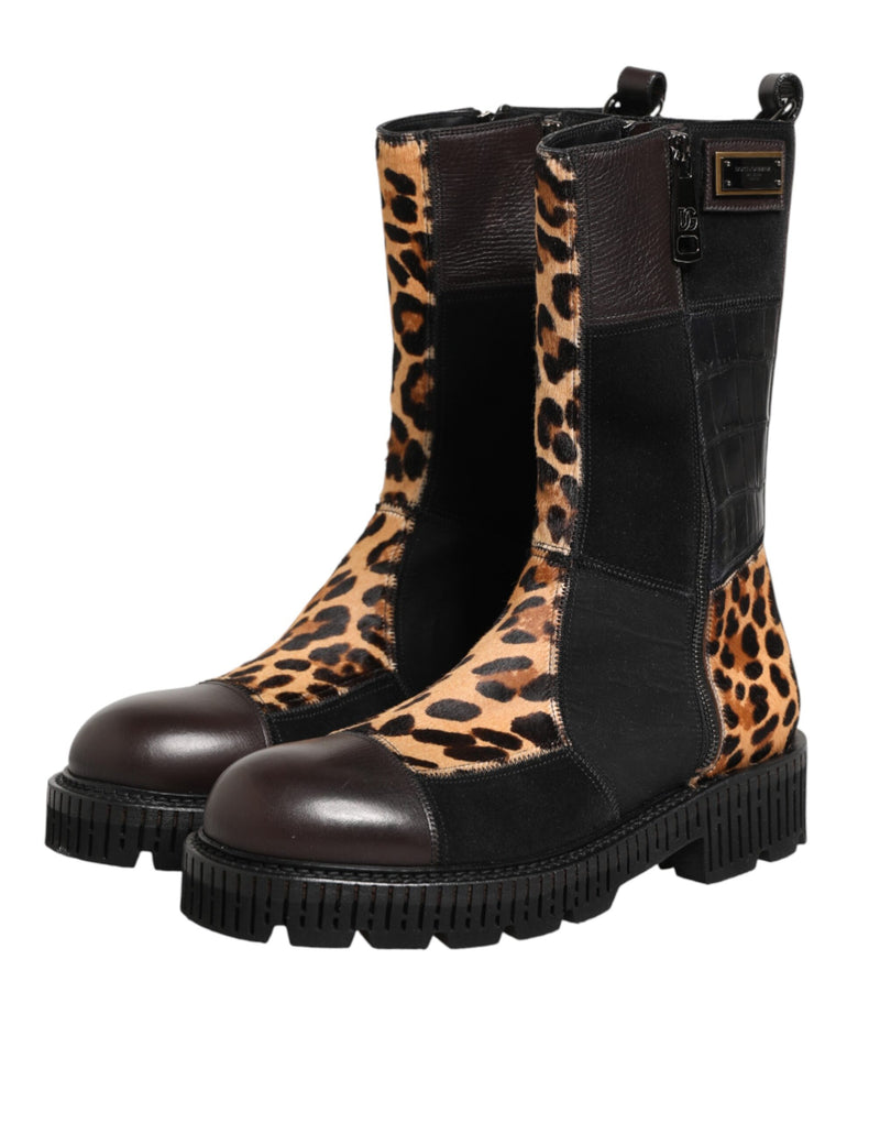 Dolce & Gabbana Bottes Mi-Mollet Léopard Multicolores