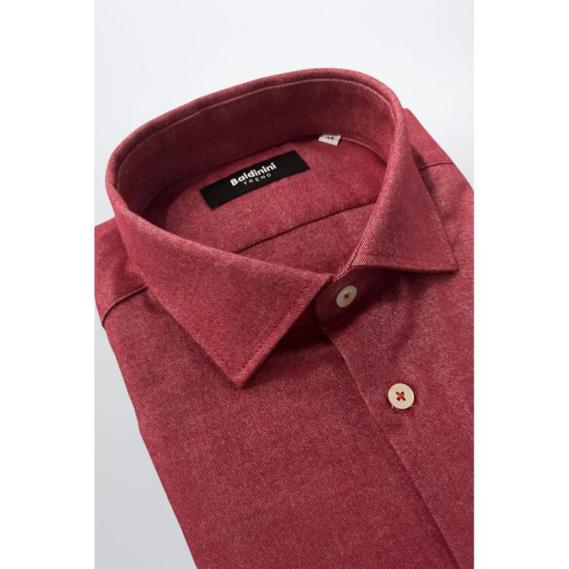 Baldinini Trend Red Cotton Shirt - Slim Fit with French Collar