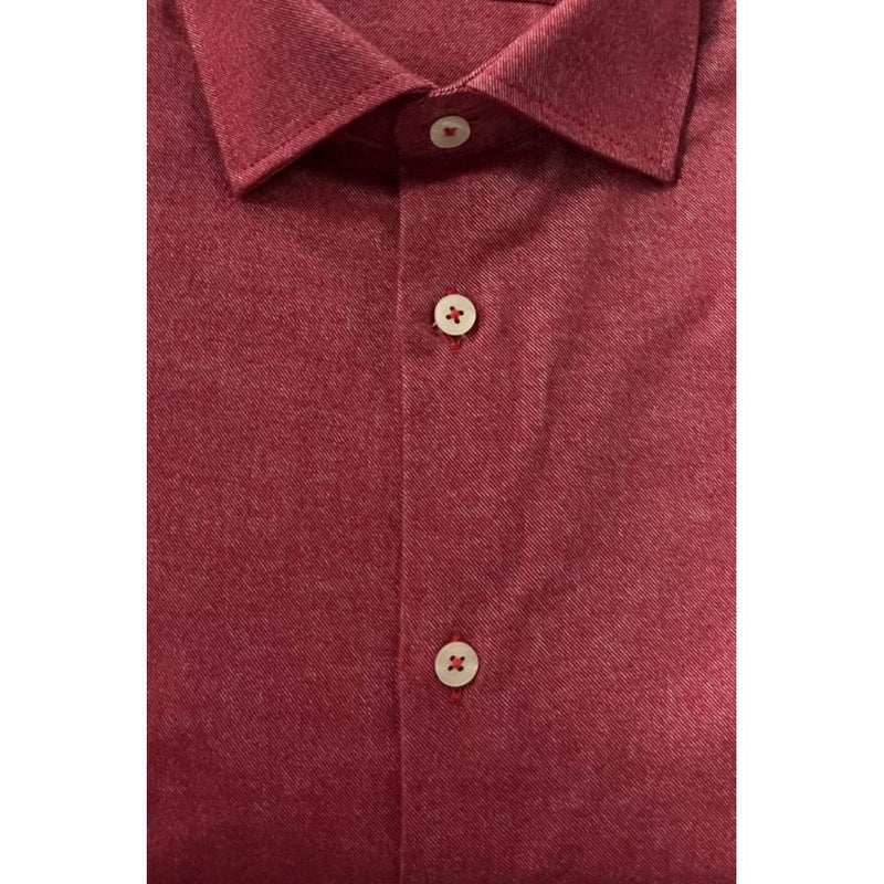 Baldinini Trend Red Cotton Shirt - Slim Fit with French Collar
