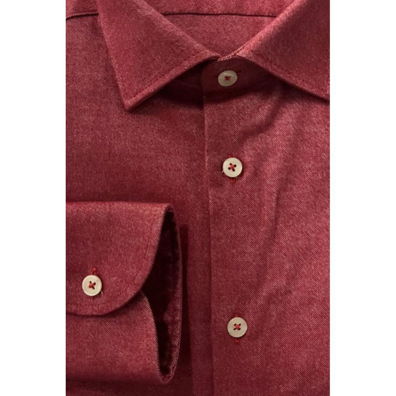 Baldinini Trend Red Cotton Shirt - Slim Fit with French Collar