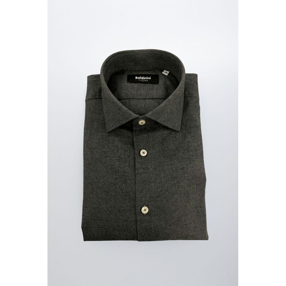 Baldinini Trend Chemise en Coton Grise Slim Fit
