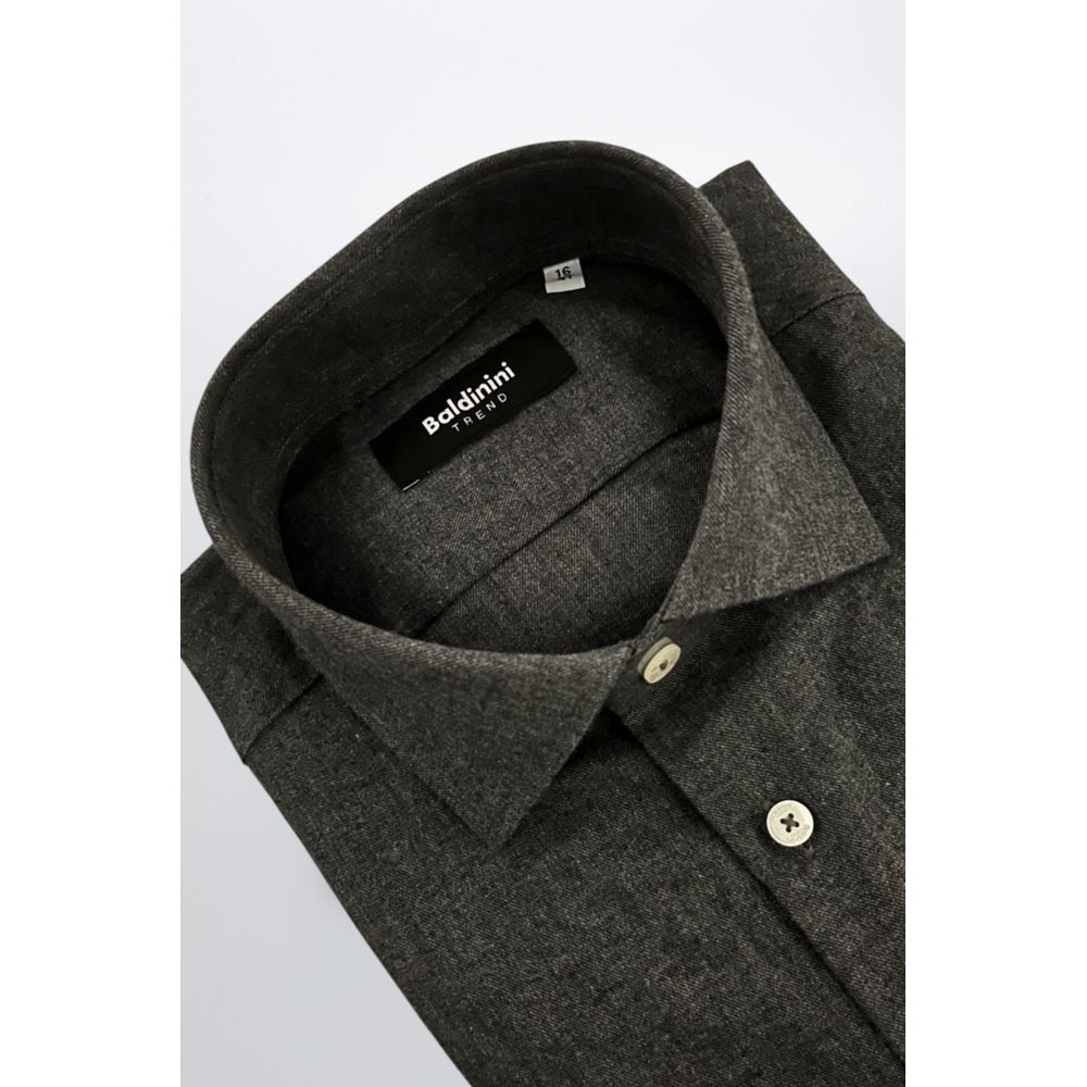 Baldinini Trend Chemise en Coton Grise Slim Fit