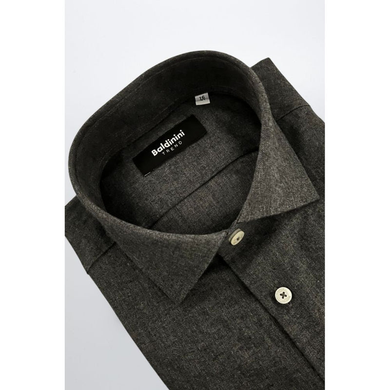 Baldinini Trend Gray Cotton Slim Fit Shirt