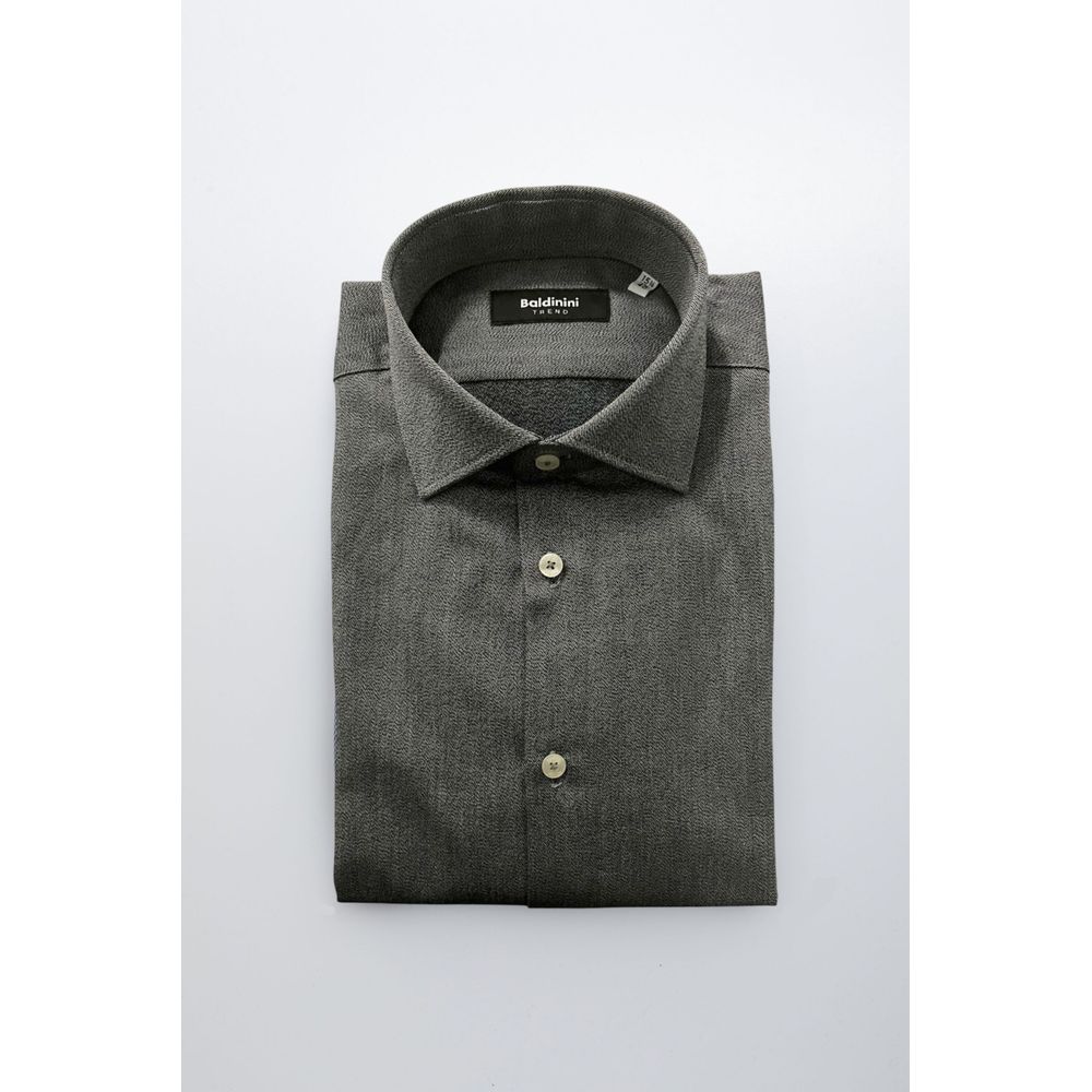 Baldinini Trend Chemise en Coton Grise Slim Fit