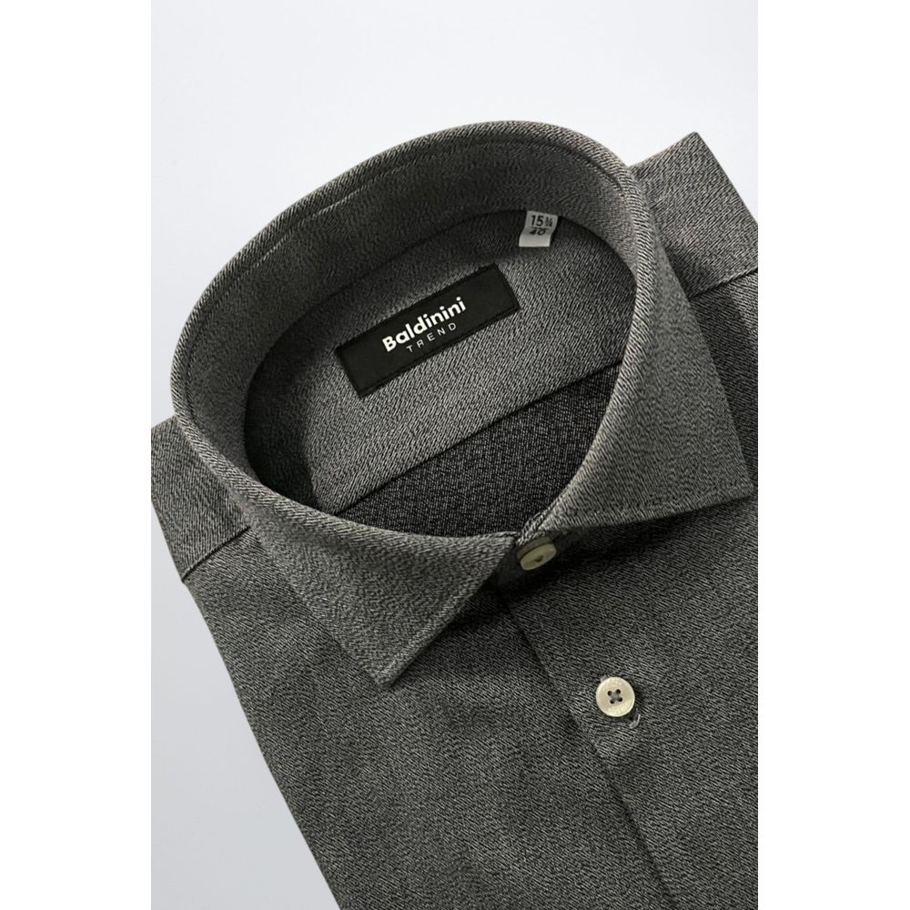 Baldinini Trend Chemise en Coton Grise Slim Fit
