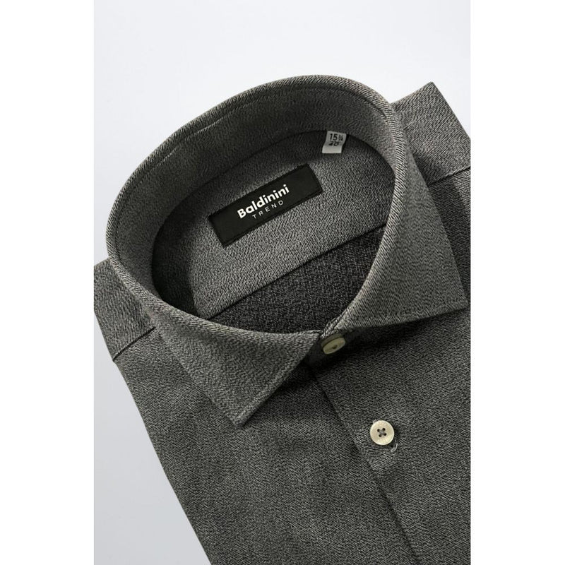 Baldinini Trend Gray Cotton Shirt - Slim Fit with French Collar