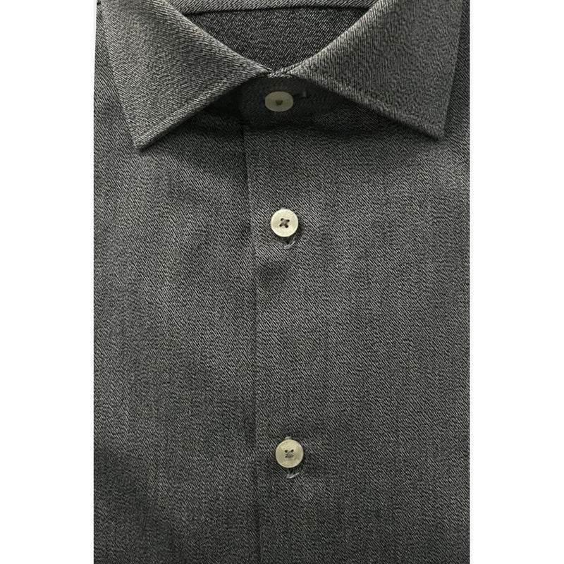 Baldinini Trend Gray Cotton Shirt - Slim Fit with French Collar