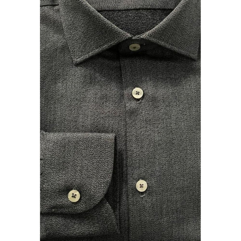 Baldinini Trend Gray Cotton Shirt - Slim Fit with French Collar