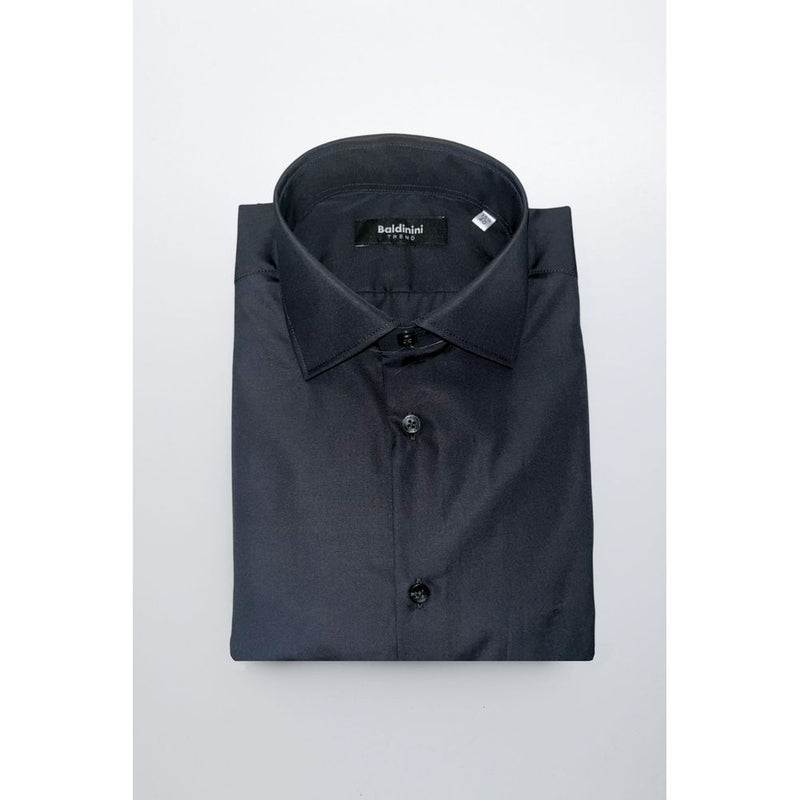 Baldinini Trend Black Slim Fit Cotton Shirt
