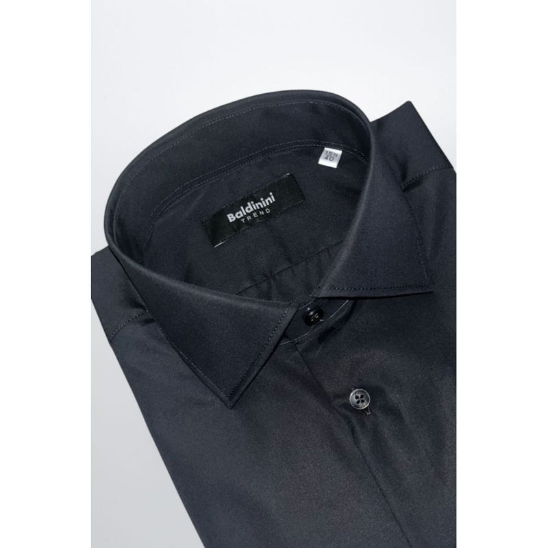 Baldinini Trend Black Slim Fit Cotton Shirt