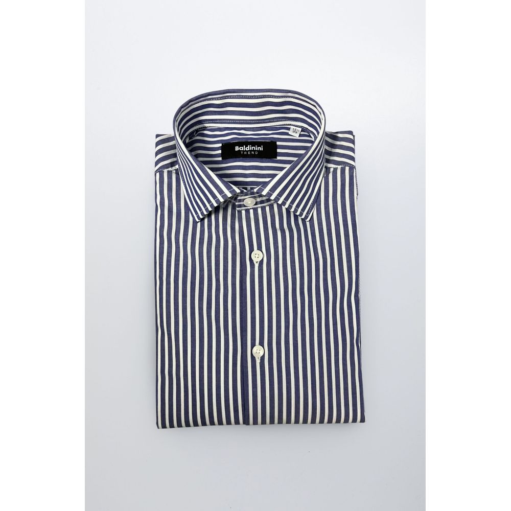 Baldinini Trend Chemise en Coton Bleue Slim Fit