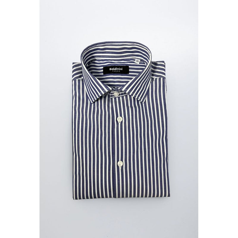 Baldinini Trend Blue Cotton Slim Fit Shirt