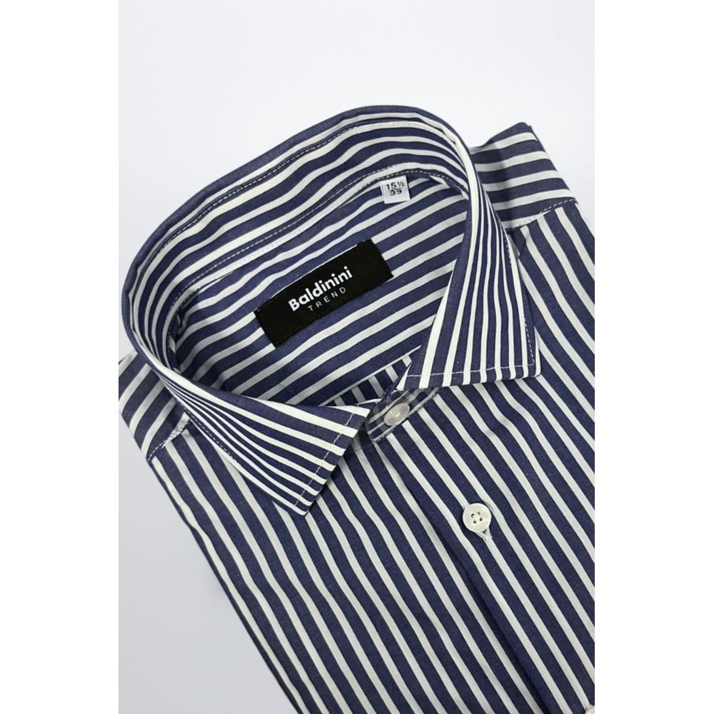 Baldinini Trend Chemise en Coton Bleue Slim Fit