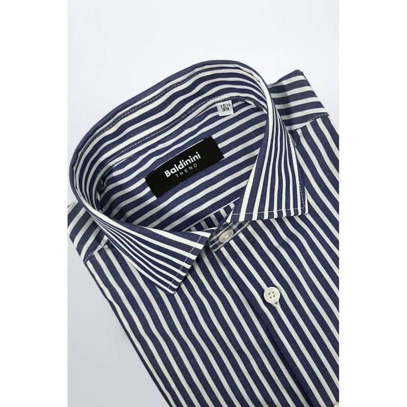 Baldinini Trend Blue Cotton Slim Fit Shirt