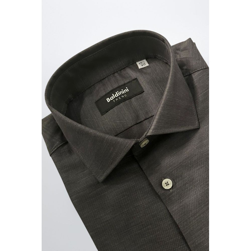 Baldinini Trend Chemise Grise en Coton Slim Fit