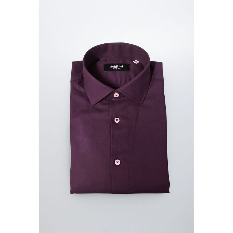 Baldinini Trend Purple Cotton Shirt - Slim Fit with French Collar