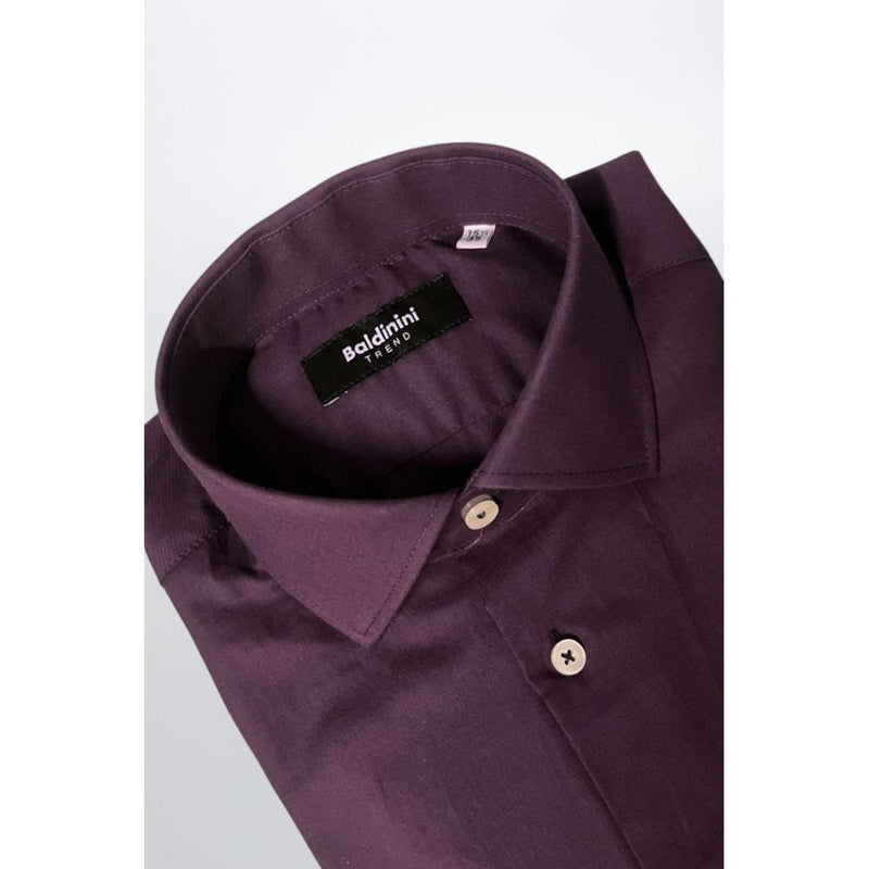 Baldinini Trend Purple Cotton Shirt - Slim Fit with French Collar