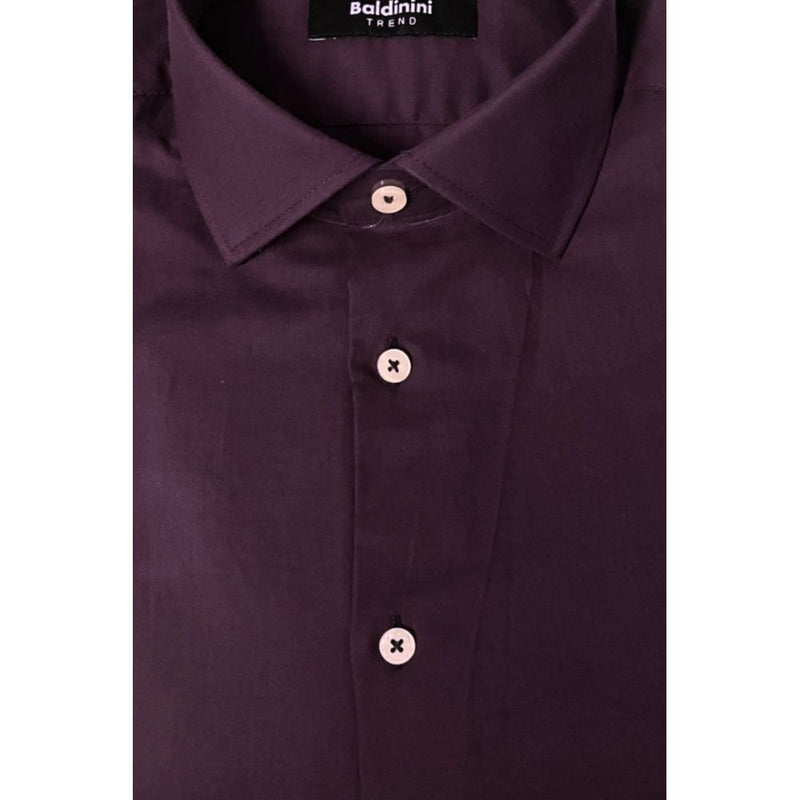Baldinini Trend Purple Cotton Shirt - Slim Fit with French Collar
