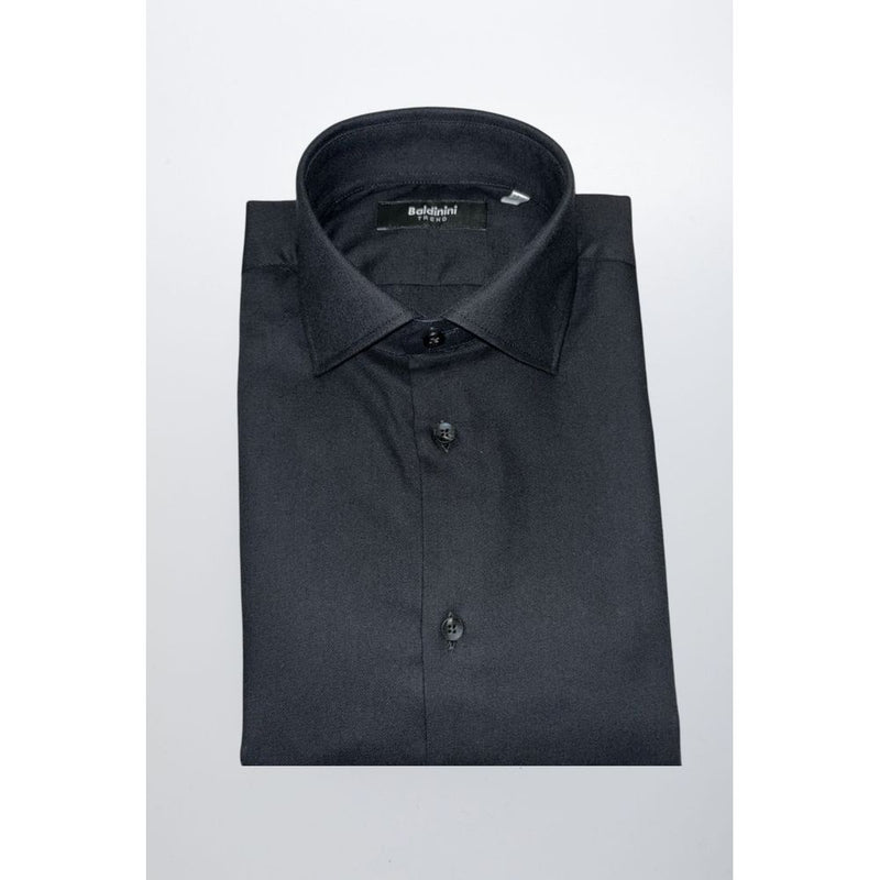 Baldinini Trend Black Cotton Shirt - Slim Fit with French Collar