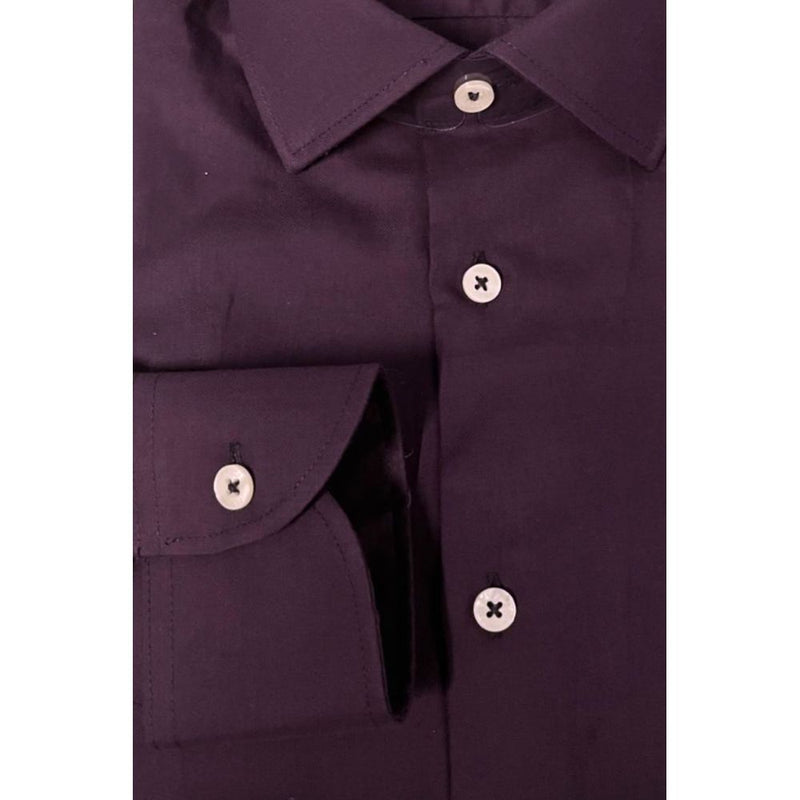 Baldinini Trend Purple Cotton Shirt - Slim Fit with French Collar