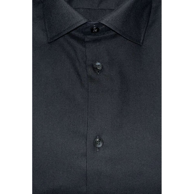 Baldinini Trend Black Cotton Shirt - Slim Fit with French Collar